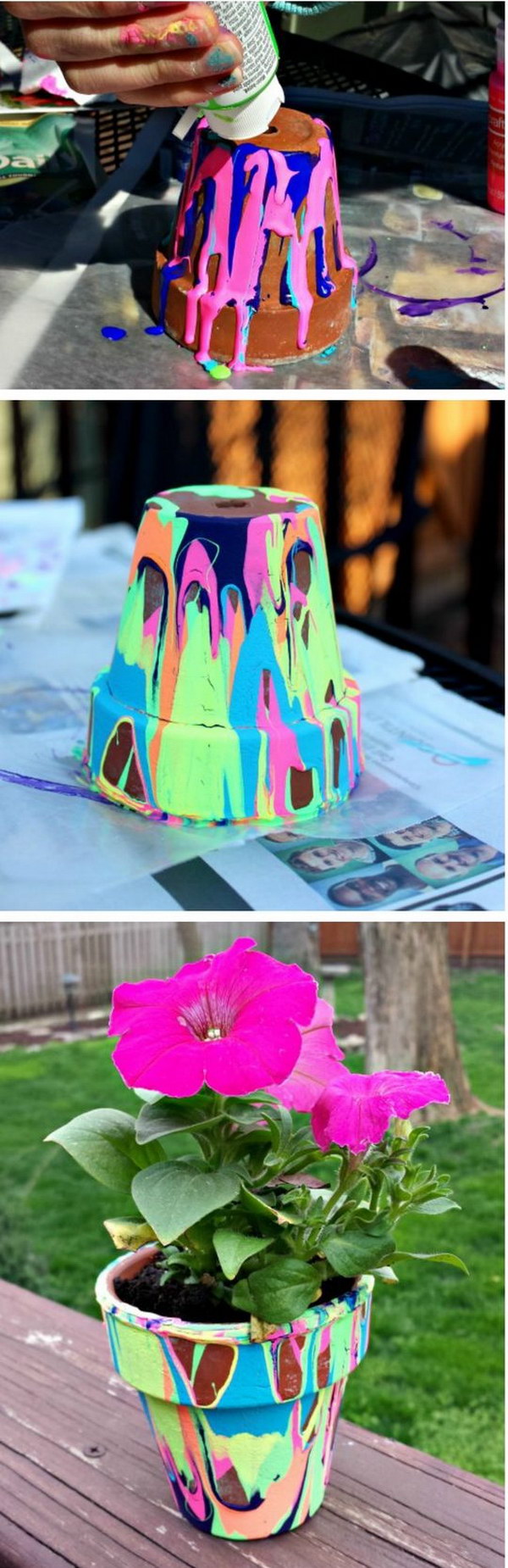 Rainbow Painted Flower Pots