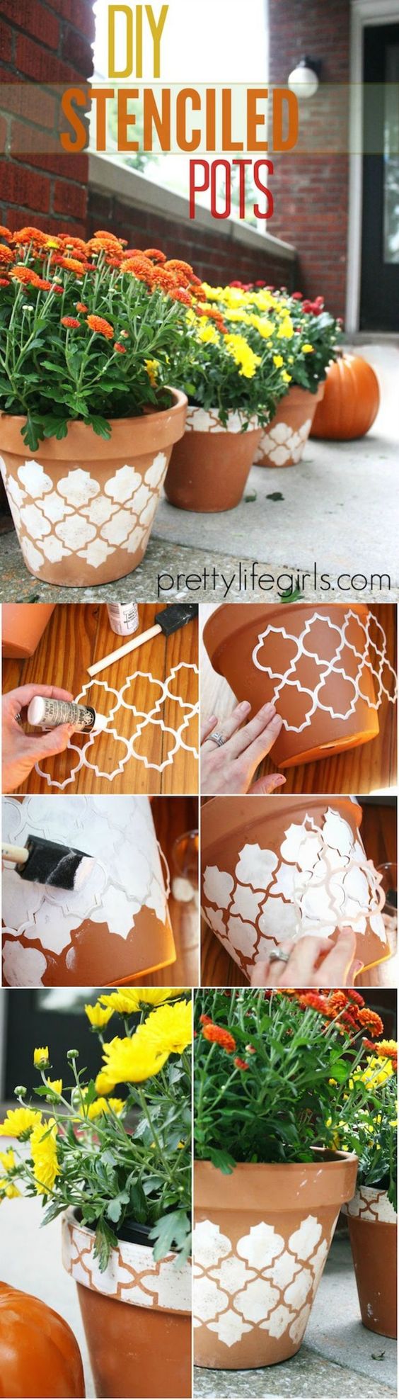 DIY Stenciled Flower Pots