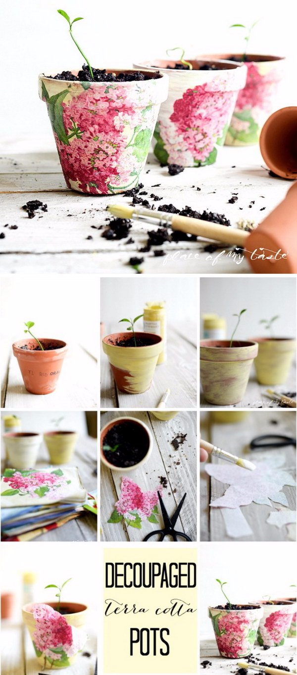 DIY Decoupaged Terra Cotta Pots