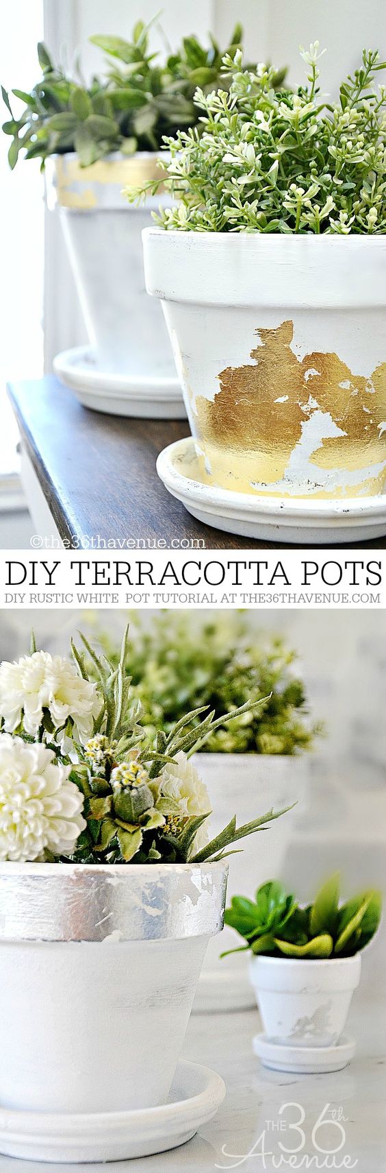 DIY Gold Leaf Terracotta Pots