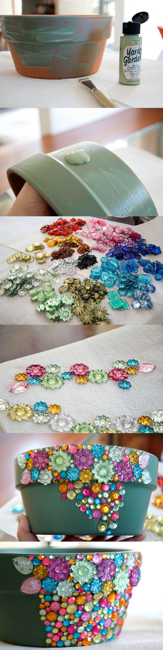DIY Jeweled Terra Cotta Pot