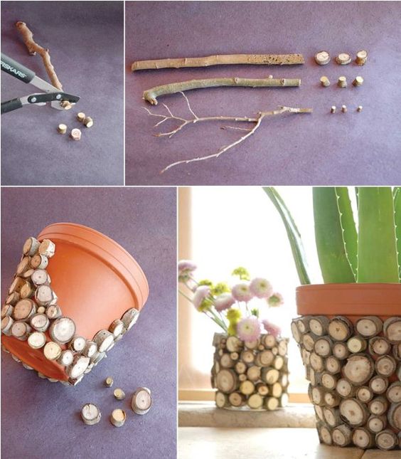DIY Wood Sticks Flower Pot Tutorial