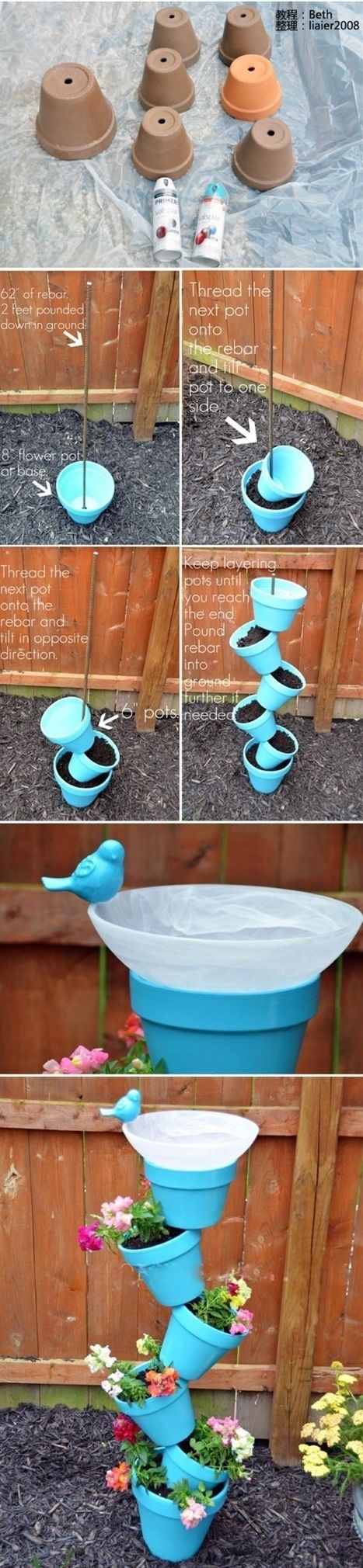 DIY Garden Planter and Birds Bath