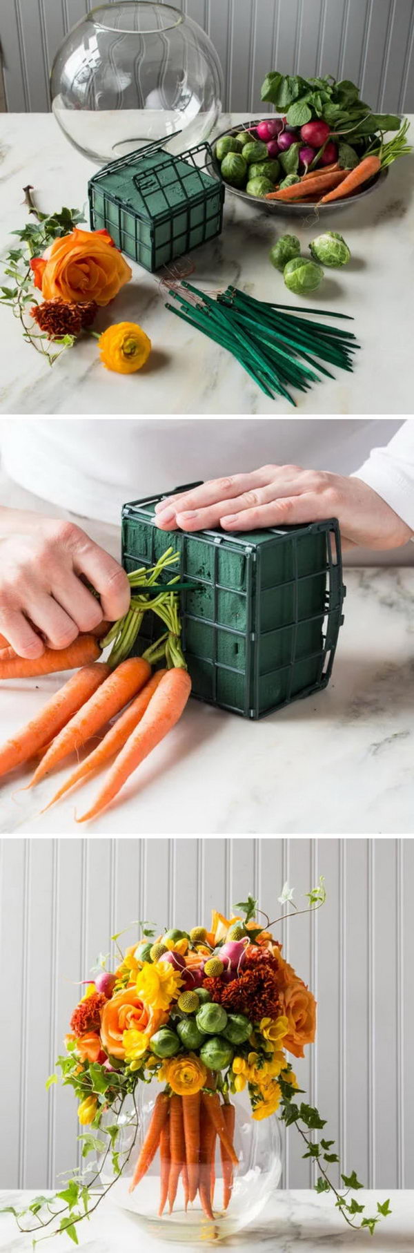 DIY Floral Arrangements With A Bouquet Of Bright Carrots