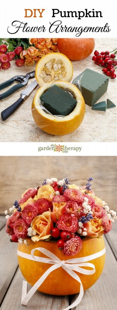 DIY Pumpkin Flower Arrangements