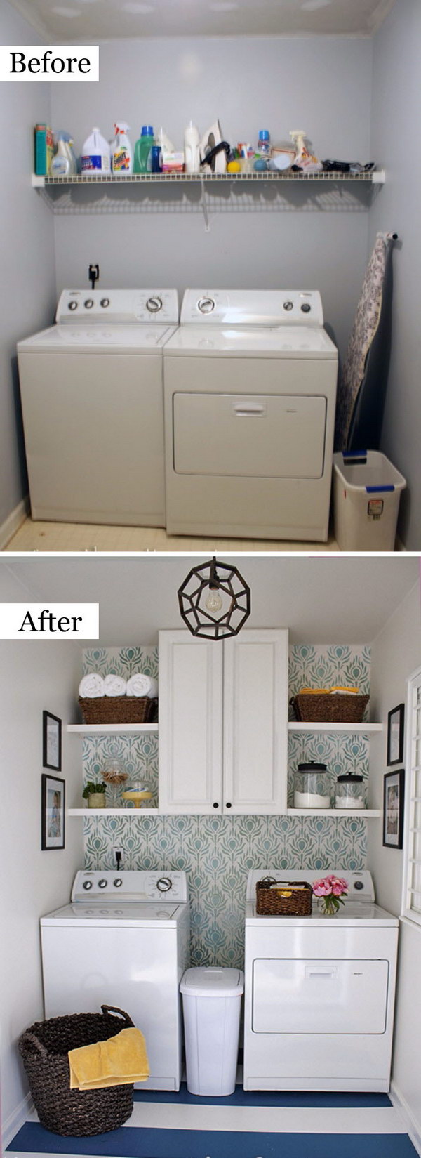 Laundry Room Makeover with Stenciling.