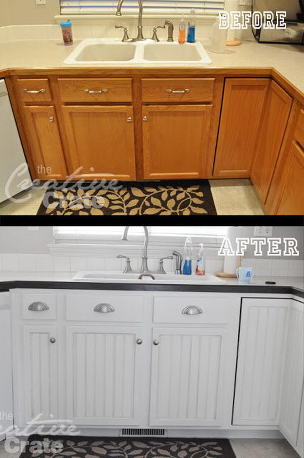 Give Your Cabinet a Budget Facelift with Beadboard and Paint.
