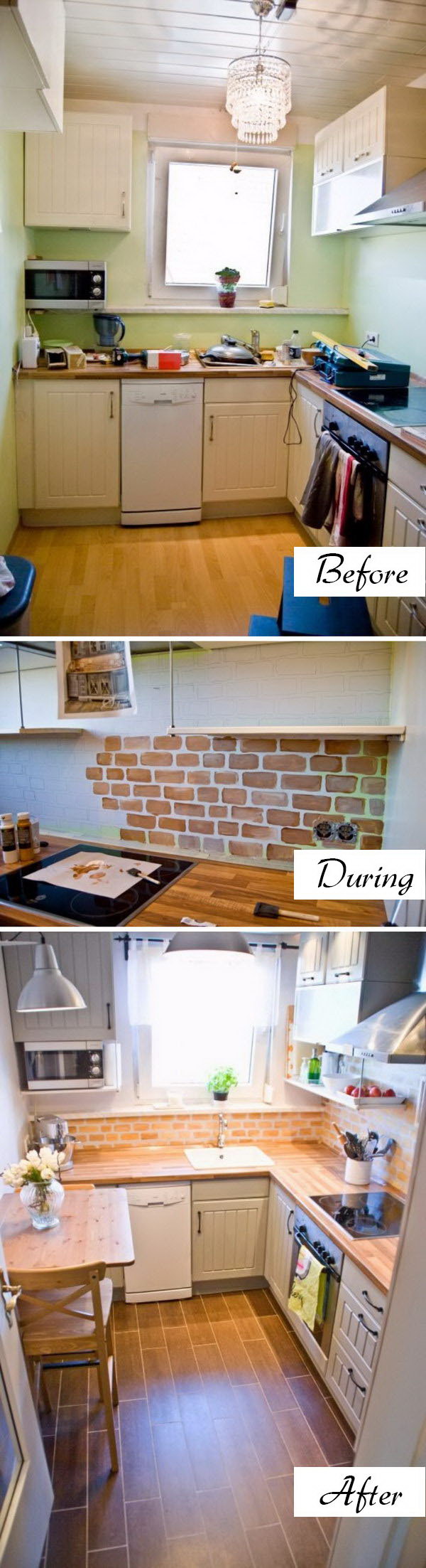 Change the Look and Save Money with Faux Painted Brick Backsplash.