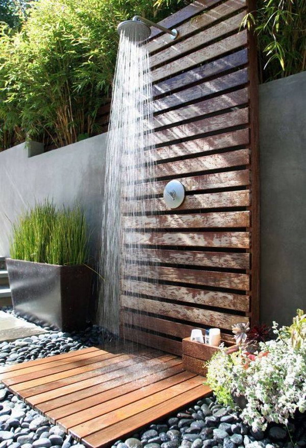 Wooden Pallet Made Outdoor Shower.