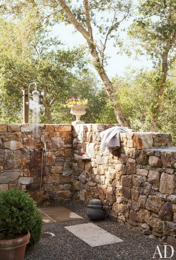 Stone Walled Outdoor Shower.