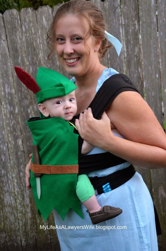 Peter Pan and Wendy Babywearing Halloween Costumes.