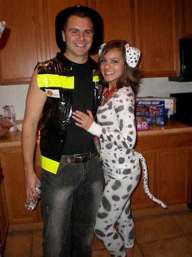 Firefighter and his Dalmatian Halloween Costumes.