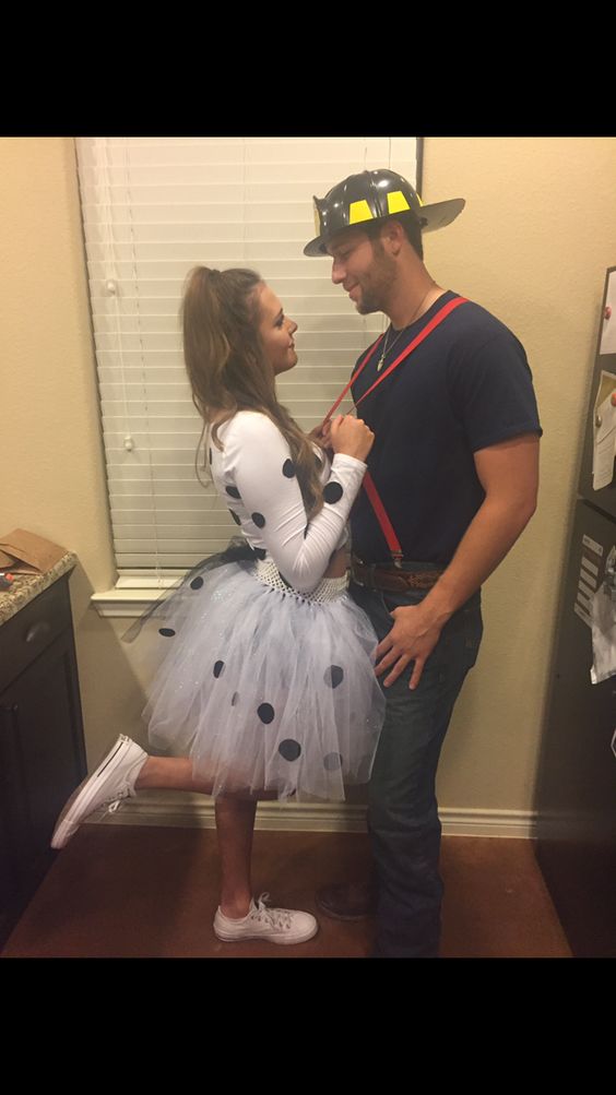 Firefighter and his Dalmatian Halloween Costumes.
