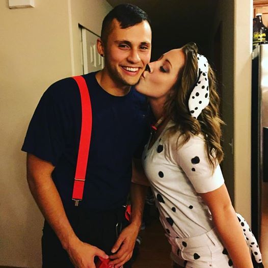 Firefighter and his Dalmatian Halloween Costumes.