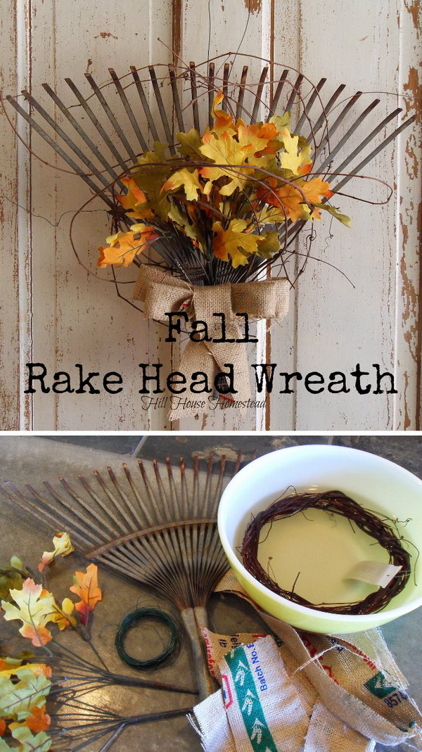 DIY Rake Fall Wreath.