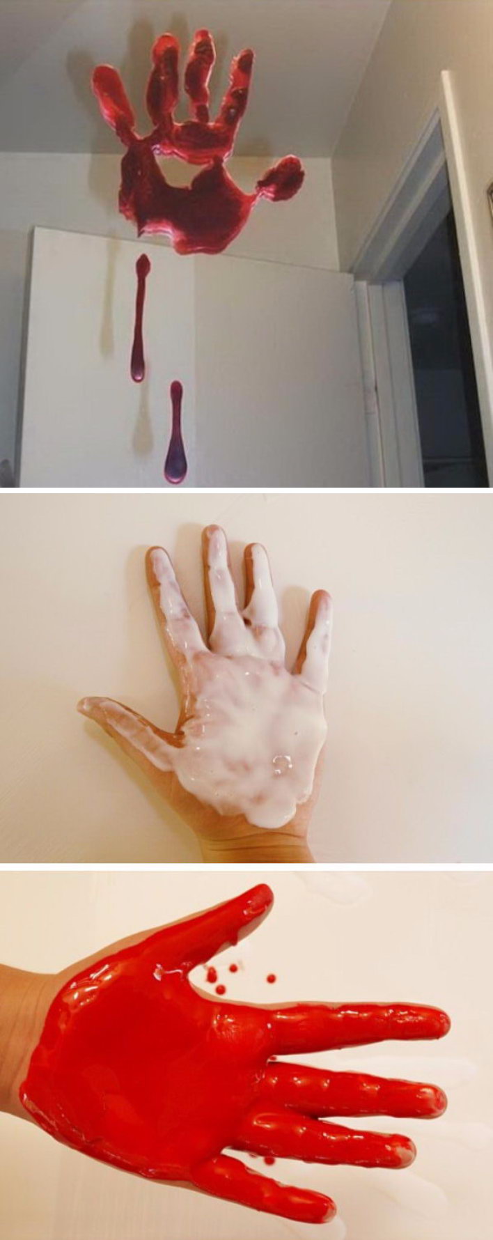DIY Bloody Handprint Window Clings.