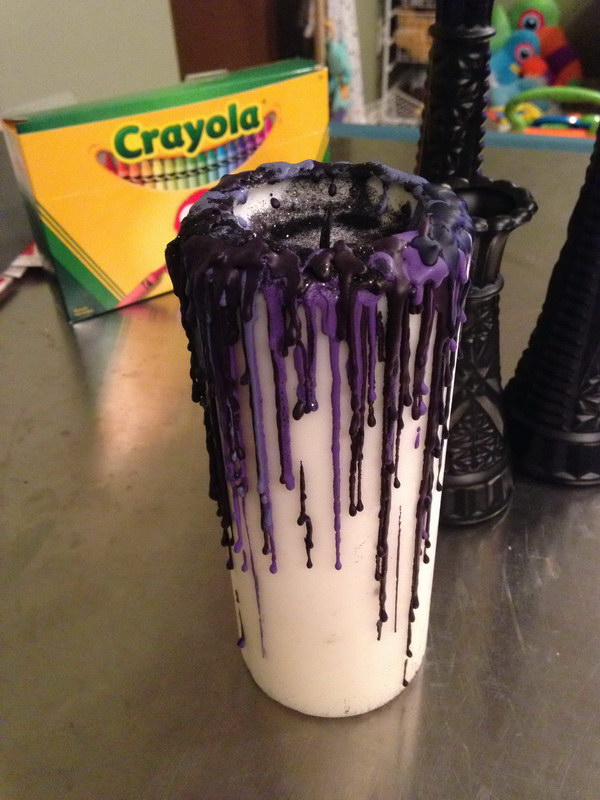 Creepy DIY Dripping Bloody Candles for Halloween Decoration.