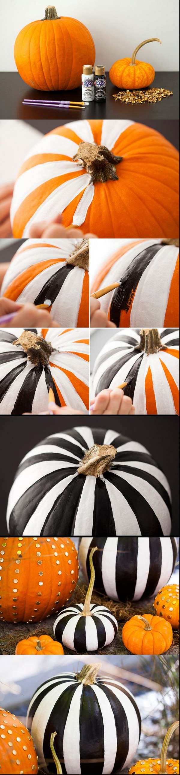 Black & White Striped Pumpkins. 