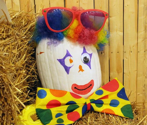 Clown Decorated Pumpkin.