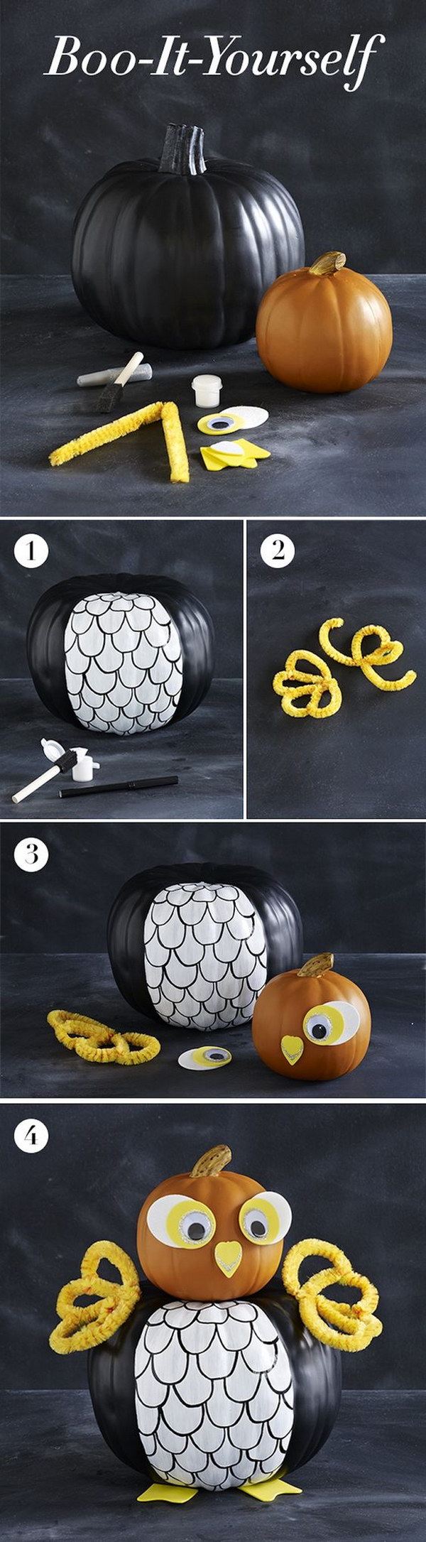 Boo it yourself owl pumpkin.