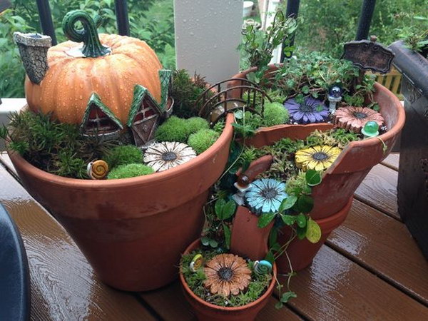 DIY Broken Pots Fairy Garden