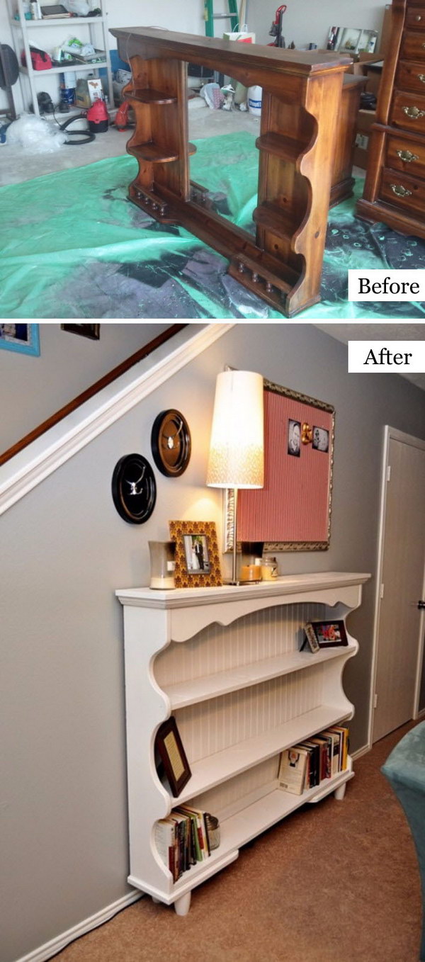 Dresser Hutch Turned Sofa Table Or Shelf.