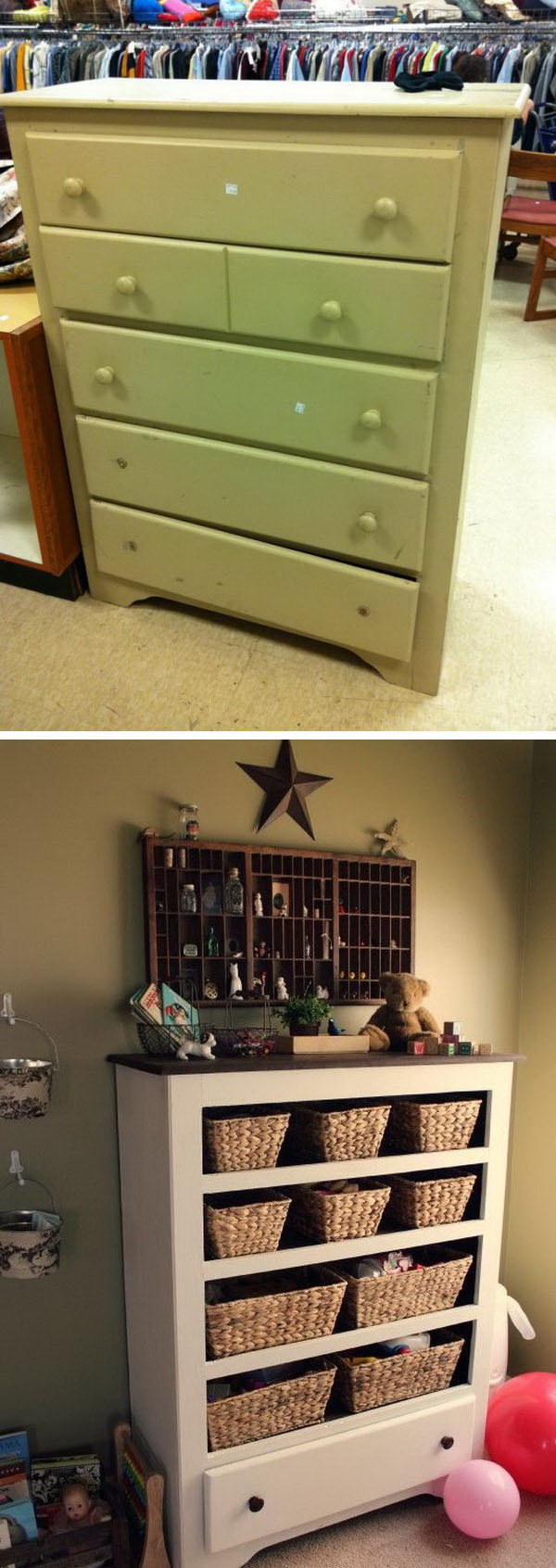 DIY Funny Functional Storage or Craft Supplies from a $9.50 Thrift Store Drawer .