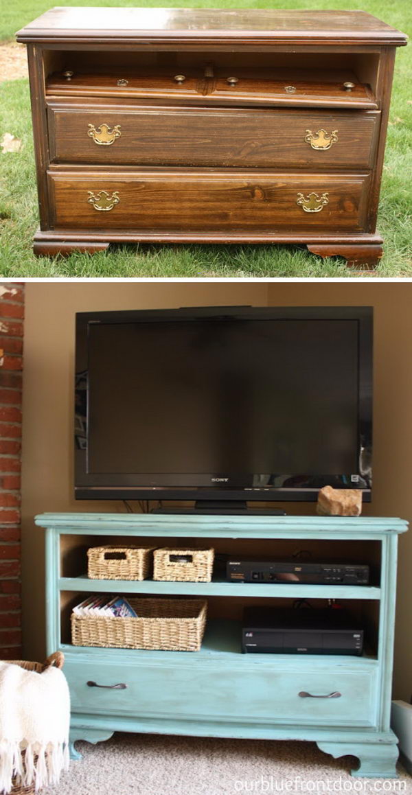 $10 Garage Sale Dresser Turned TV stand. 