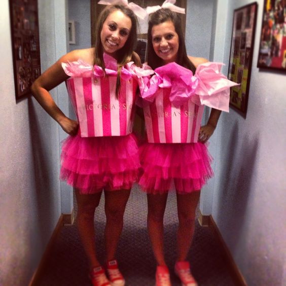 Victoria's Secret gift bag costumes.