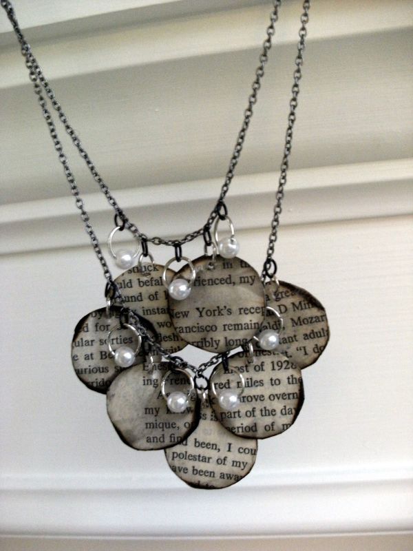 Recycling Old Book Paper Necklace 
