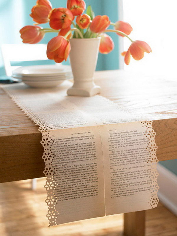 Vintage Old Book Pages Table Runners 