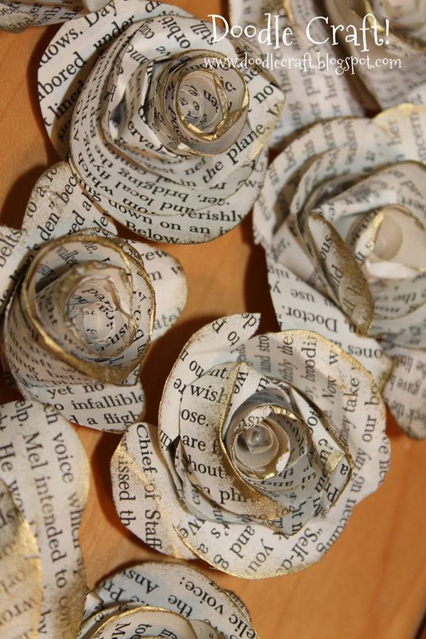 DIY Upcycled Book Page Rosettes. 