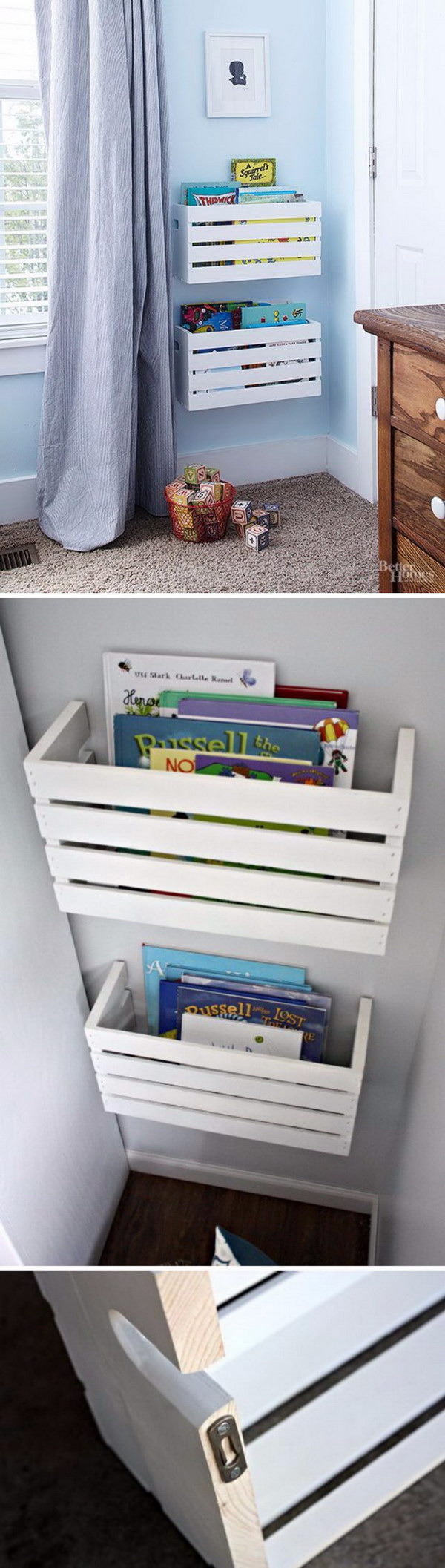Make Great Crate Book Storage for Unused Wall Space.