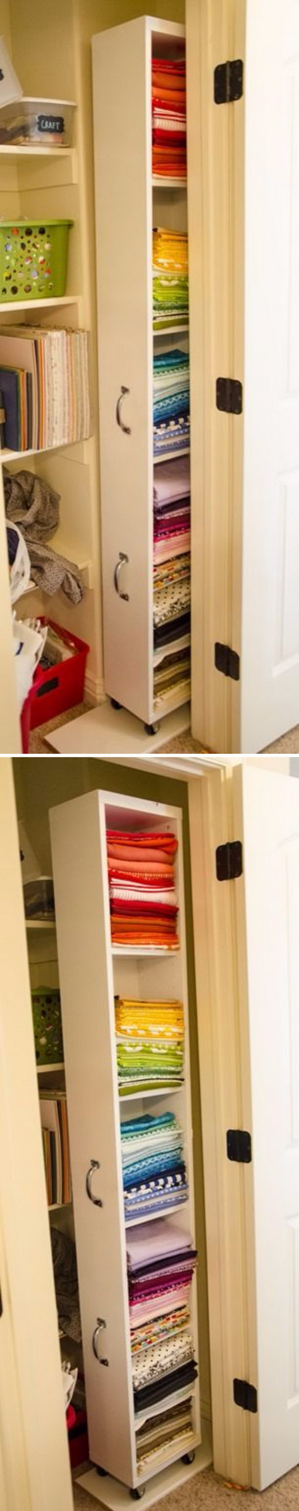Create More Space to Your Closet with This IKEA Billy Hack Rolling Closet Organizer.