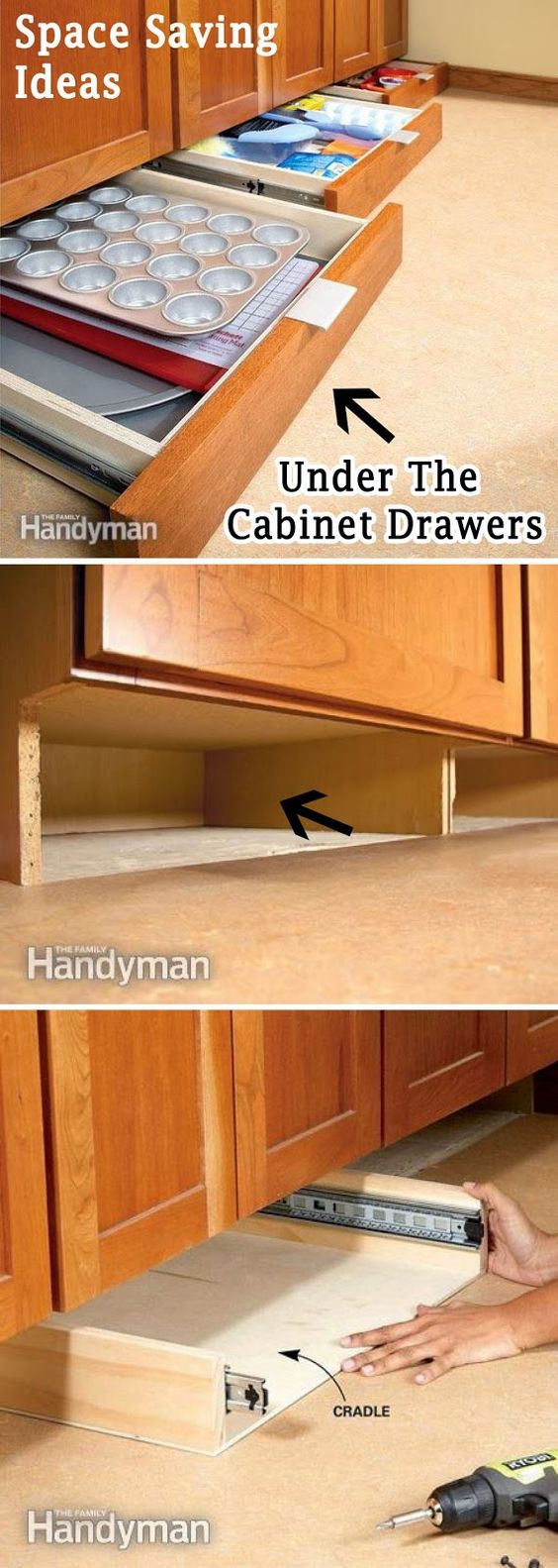 Get More Space in the Kitchen with Under Cabinet Drawers.