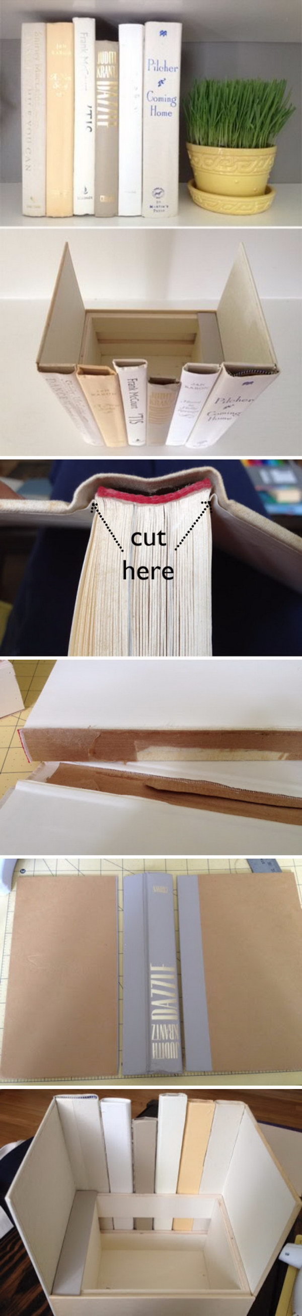Make a  Secret Book Storage to Hide Your Valuables and Your Eye Sores.