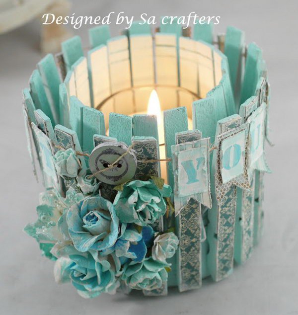 Tin Can and Clothpins Candle Holder. Check out the directions