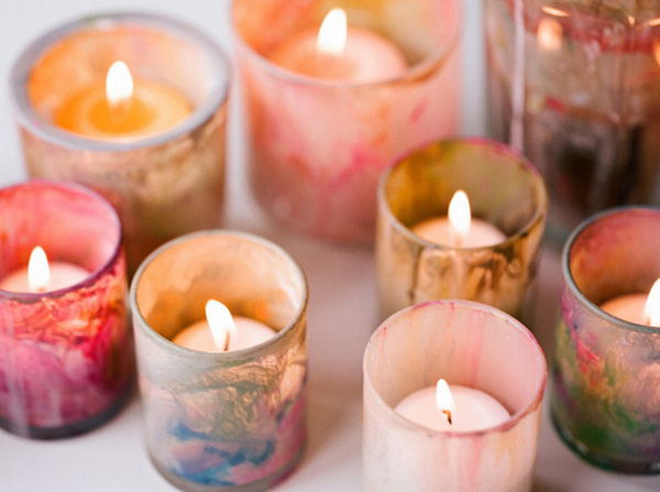 Marble Painted Votives. See the details