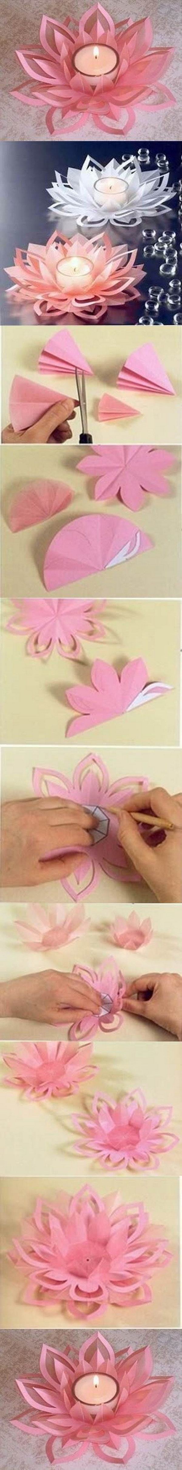 DIY Paper Lotus Candle Holders.