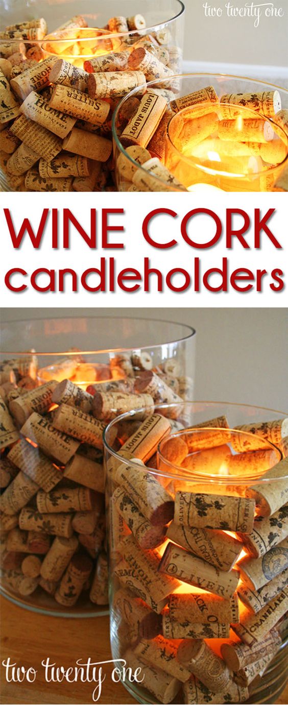 DIY Wine Cork Candle Holders.
