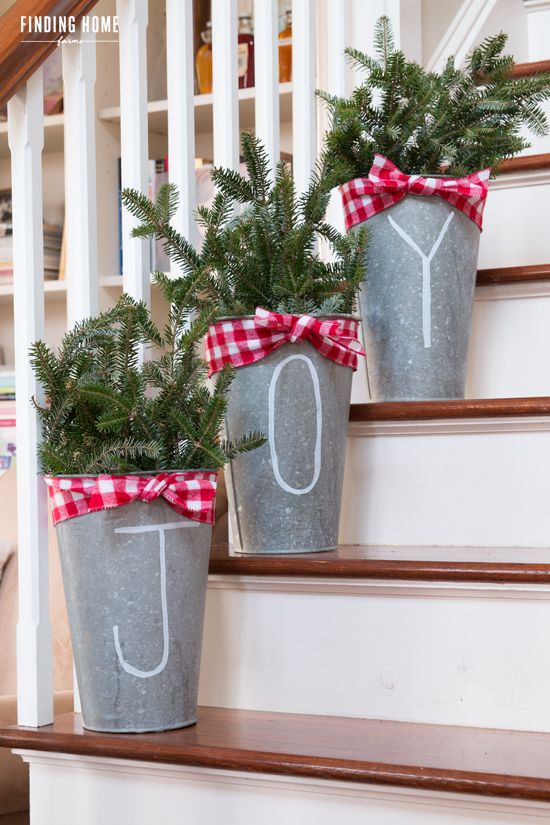 DIY Chalk Pen Galvanized Tree Buckets .