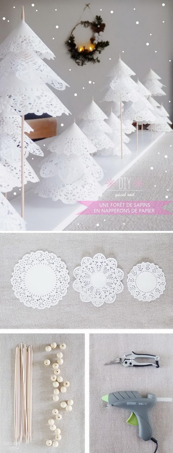 DIY Forest of Paper Doily Trees .