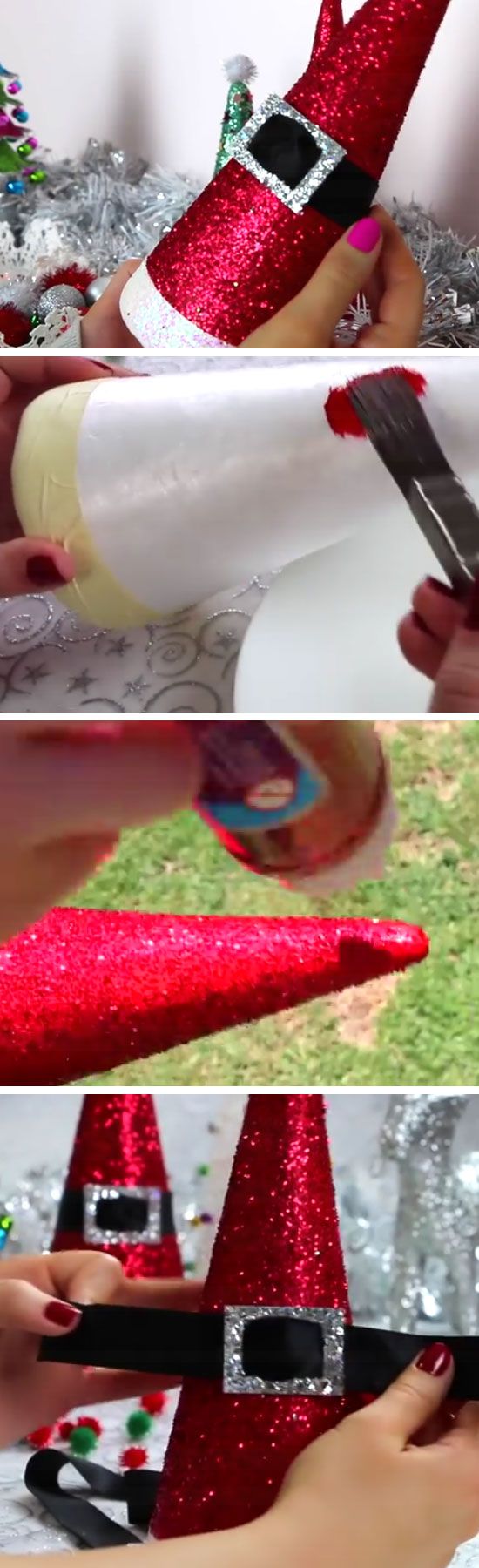 DIY Santa Hat Cones.