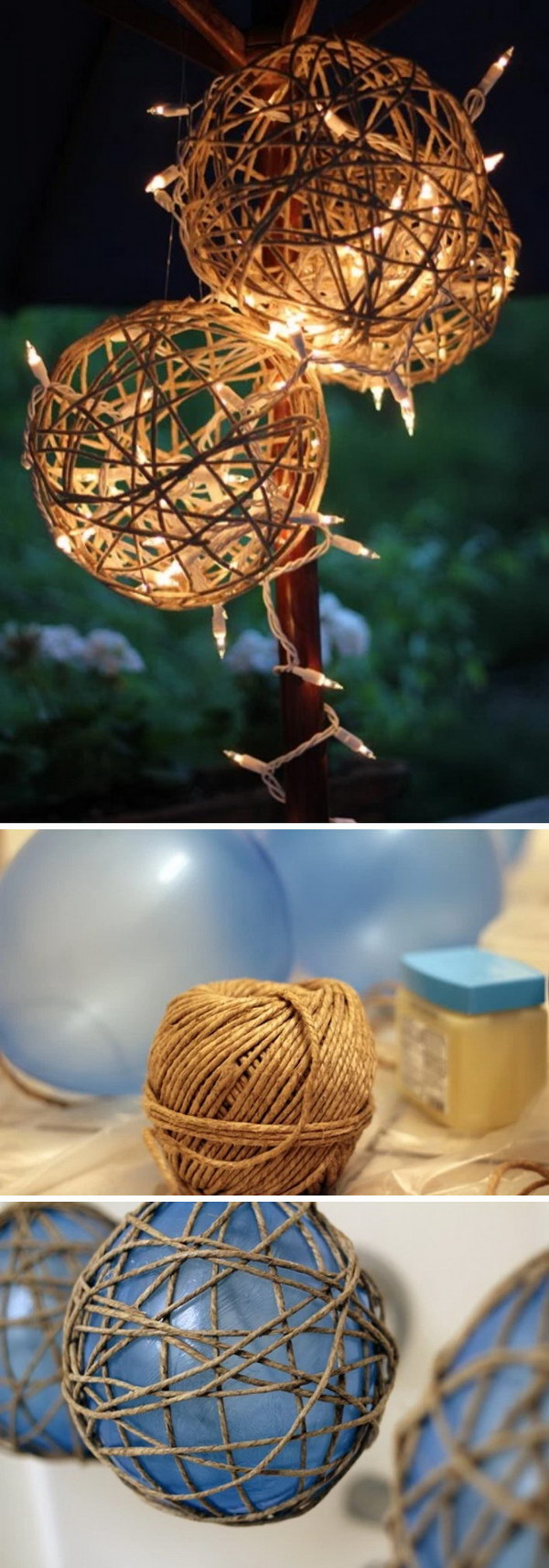DIY Twine Garden Lanterns. 