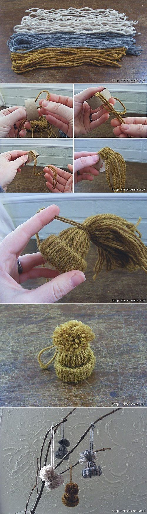 Mini Yarn Hats Ornaments. 