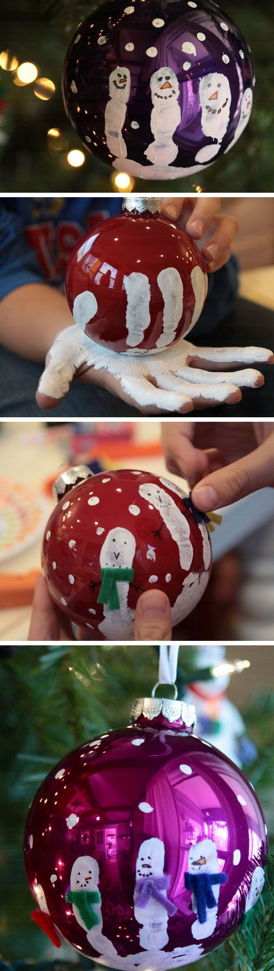 Fingerprint Snowmen Ornaments. 