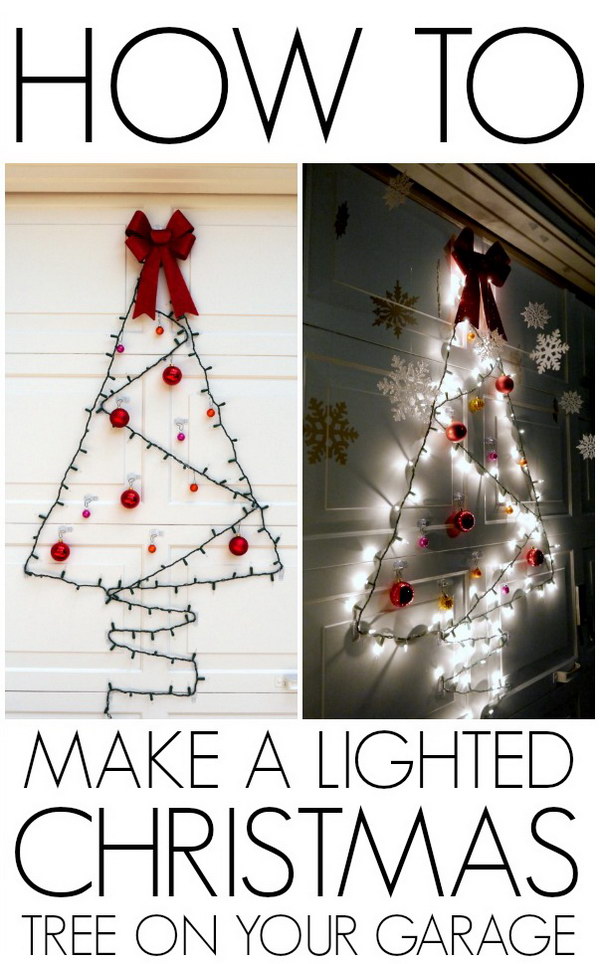 DIY Easy Garage Door Lighted Christmas Tree. 