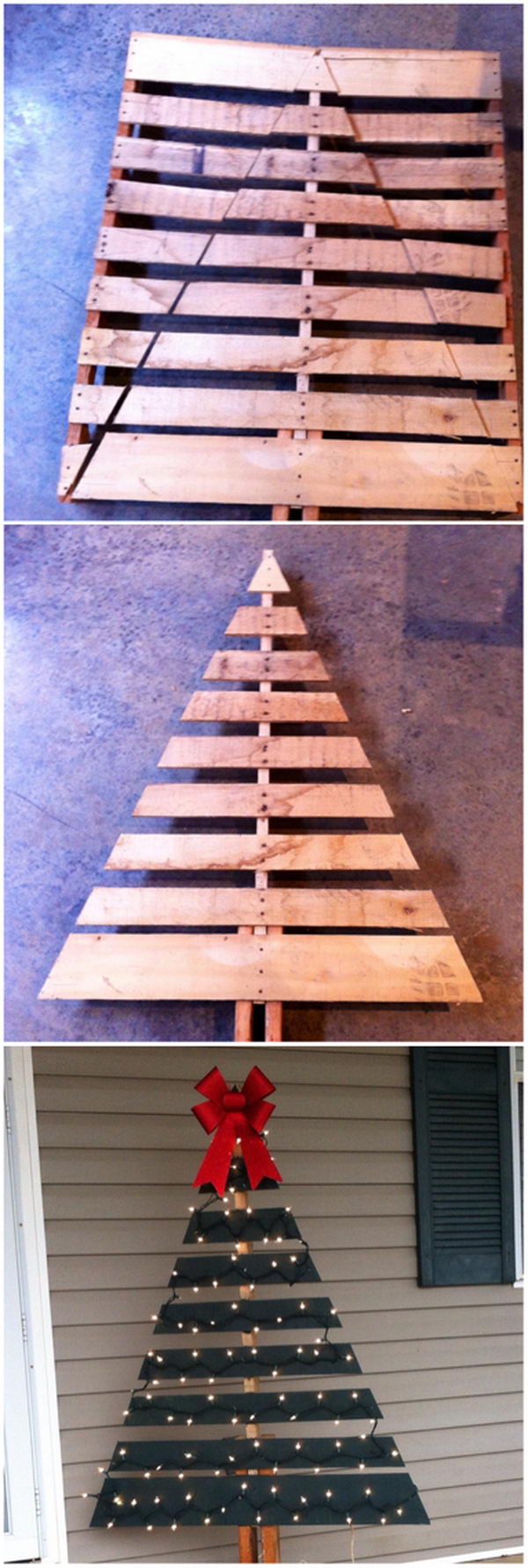 Pallet Christmas Tree for the Front Porch Decoration. 