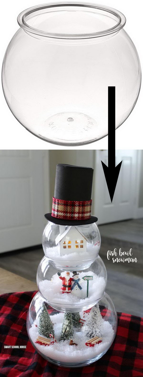 DIY Fish Bowl Snowman. 