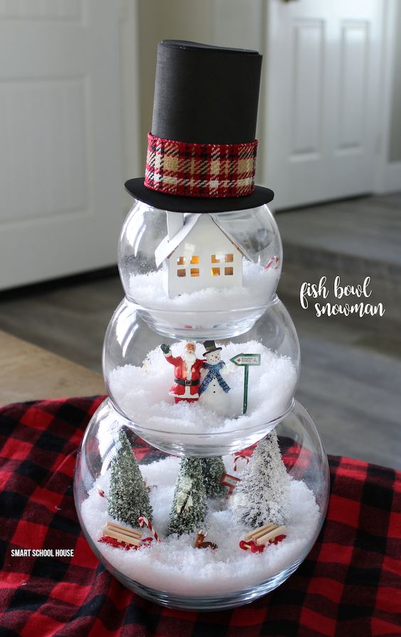 DIY Fish Bowl Snowman. 